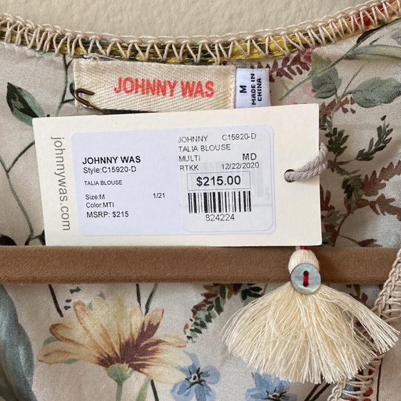 Johnny Was 100% silk Talia top. Very gently worn with original tag. - Picture 8 of 8